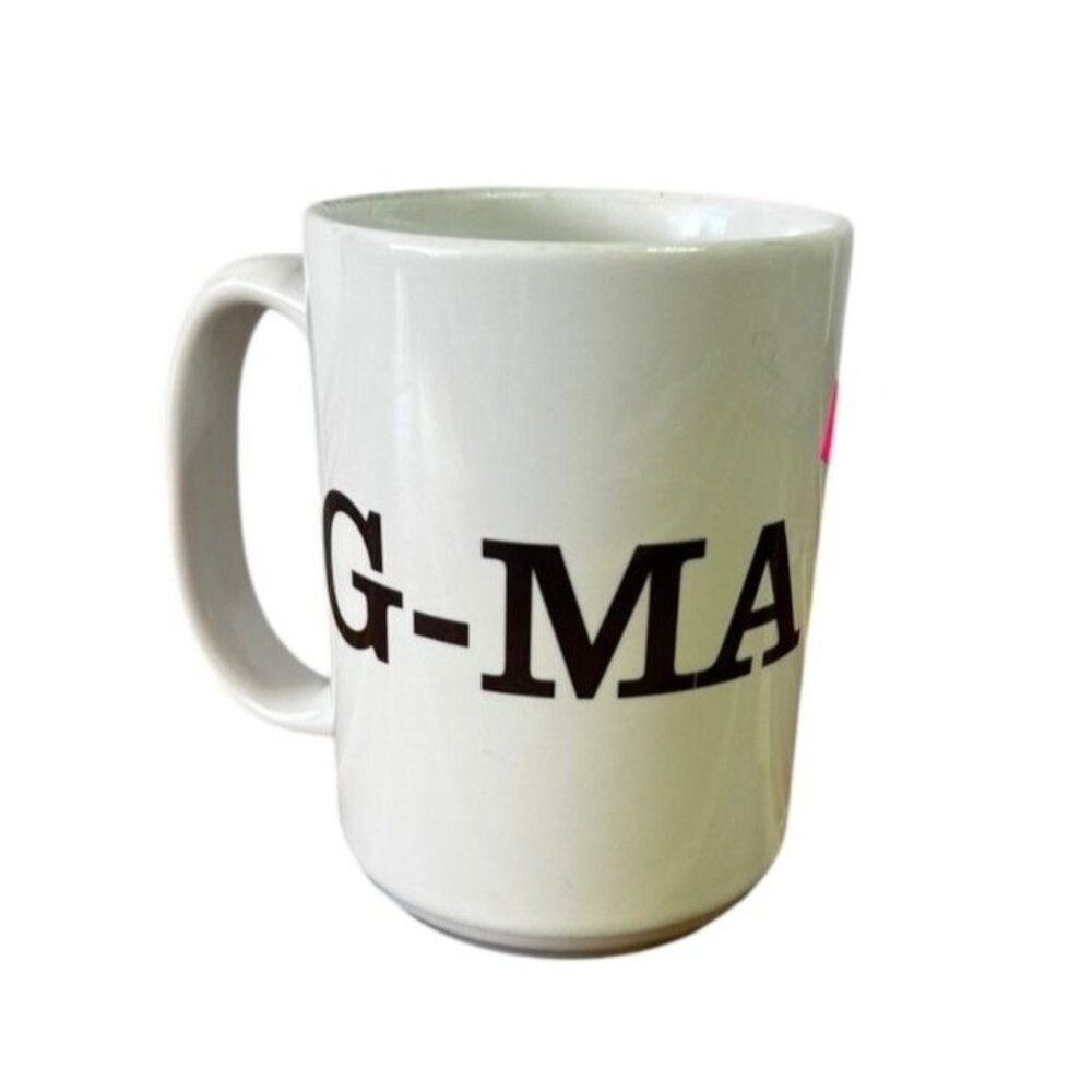 G-MA ceramic coffee mug, white black, heavy weight diner style